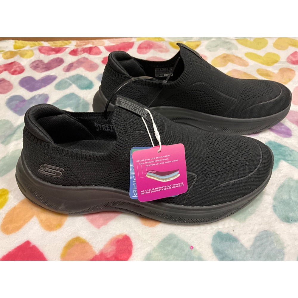 Skechers Women 9 Black Slip On Sneakers Air-Cooled Memory Foam size 9